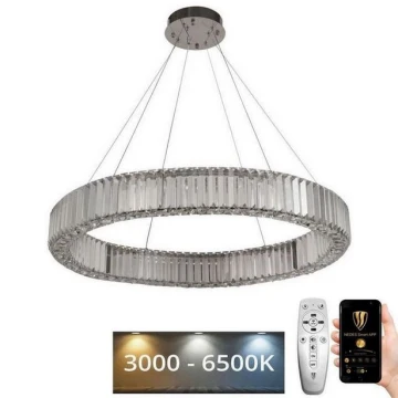 LED Dimmelhető kristály csillár zsinóron LED/50W/230V 3000-6500K króm + távirányítás