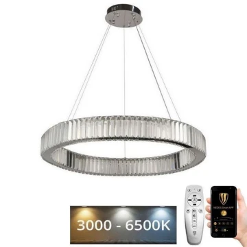 LED Dimmelhető kristály csillár zsinóron LED/50W/230V 3000-6500K króm + távirányítás