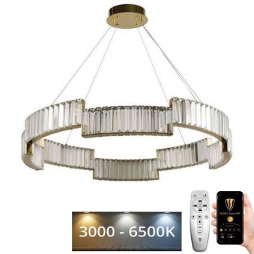 LED Dimmelhető kristály csillár zsinóron LED/60W/230V 3000-6500K arany + távirányítás