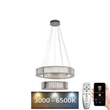 LED Dimmelhető kristály csillár zsinóron LED/65W/230V 3000-6500K króm + távirányítás
