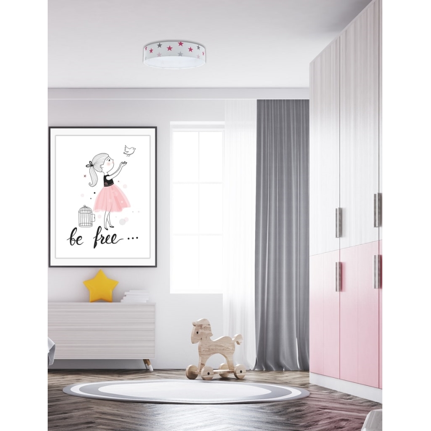 LED Dimmelhető mennyezeti lámpa SMART GALAXY KIDS LED/24W/230V 3000-6500K csillagok fehér/rózsaszín/szürke + távirányító