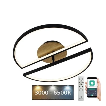 LED Dimmelhető mennyezeti lámpa LED/75W/230V 3000-6500K bükkfa + távirányítás