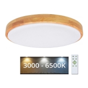 LED Dimmelhető mennyezeti lámpa LENA LED/24W/230V 3000-6500K tölgy + távirányítás