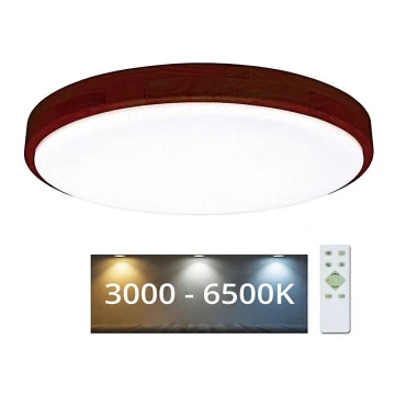 LED Dimmelhető mennyezeti lámpa LENA LED/24W/230V 3000-6500K tölgy + távirányítás