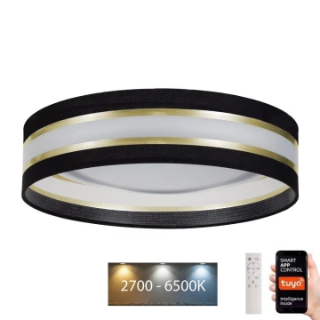 LED Dimmelhető mennyezeti lámpa SMART CORAL LED/24W/230V Wi-Fi Tuya fekete + távirányító