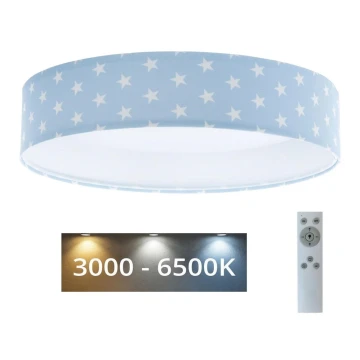 LED Dimmelhető mennyezeti lámpa SMART GALAXY KIDS LED/24W/230V 3000-6500K csillagok kék/fehér + távirányító