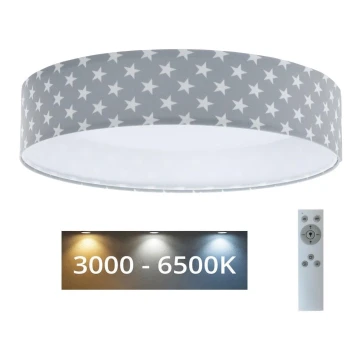 LED Dimmelhető mennyezeti lámpa SMART GALAXY KIDS LED/24W/230V 3000-6500K csillagok szürke/fehér + távirányító