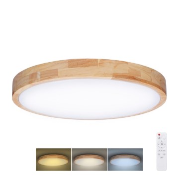 LED Dimmelhető mennyezeti lámpa SOLID OAK LED/60W/230V 3000-6500K tölgy átm. 51 cm + távirányítás