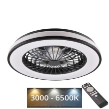 LED Dimmelhető mennyezeti lámpa ventilátorral LED/48W/230V 3000-6500K fekete + távirányítás