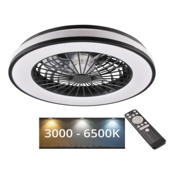 LED Dimmelhető mennyezeti lámpa ventilátorral LED/48W/230V 3000-6500K fekete + távirányítás