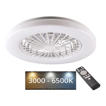 LED Dimmelhető mennyezeti lámpa ventilátorral LIBYA LED/48W/230V 3000-6500K fehér + távirányítás