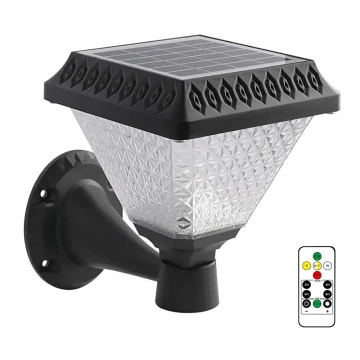 LED Dimmelhető szolár fali lámpa LED/0,8W/5,5V 3000/4000/6400K IP44 + távirányító