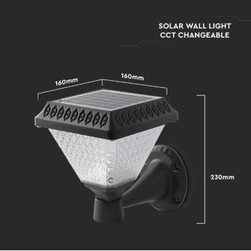 LED Dimmelhető szolár fali lámpa LED/0,8W/5,5V 3000/4000/6400K IP44 + távirányító