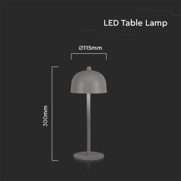 LED Dimmelhető újratölthető érintőképernyős asztali lámpa LED/1W/5V 3000-6000K 1800 mAh szürke