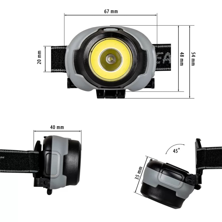 LED Fejlámpa 2xLED/3xAAA IP44 170 lm