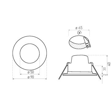 LED Fürdőszobai beépíthető lámpa BONO LED/5W/230V 3000K IP65 fehér