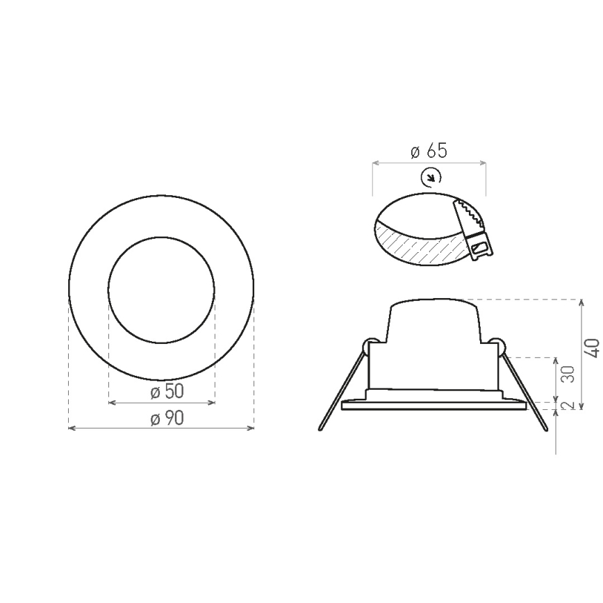 LED Fürdőszobai beépíthető lámpa BONO LED/5W/230V 4000K IP65 króm