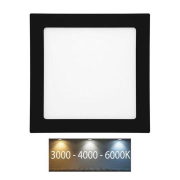 LED Fürdőszobai beépíthető lámpa RAFA LED/18W/230V 3000/4000/6000K 22x22 cm IP44 fekete