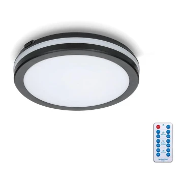 LED Fürdőszobai mennyezeti lámpa érzékelővel LED/12W/230V 3000/4000/6500K IP65 átm. 20 cm fekete + távirányítás