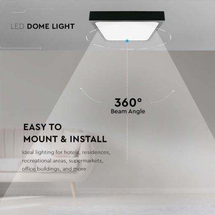 LED Fürdőszobai mennyezeti lámpa LED/18W/230V 6500K IP44 22,5x22,5 cm fekete
