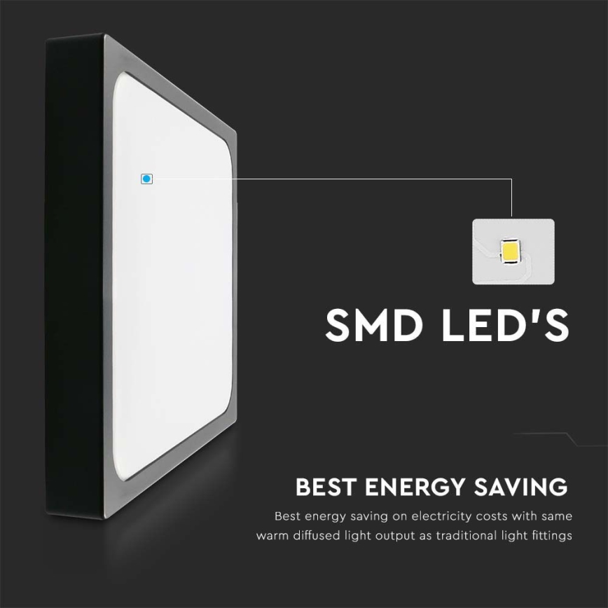 LED Fürdőszobai mennyezeti lámpa LED/18W/230V 6500K IP44 22,5x22,5 cm fekete