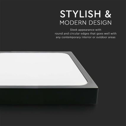 LED Fürdőszobai mennyezeti lámpa LED/18W/230V 6500K IP44 22,5x22,5 cm fekete
