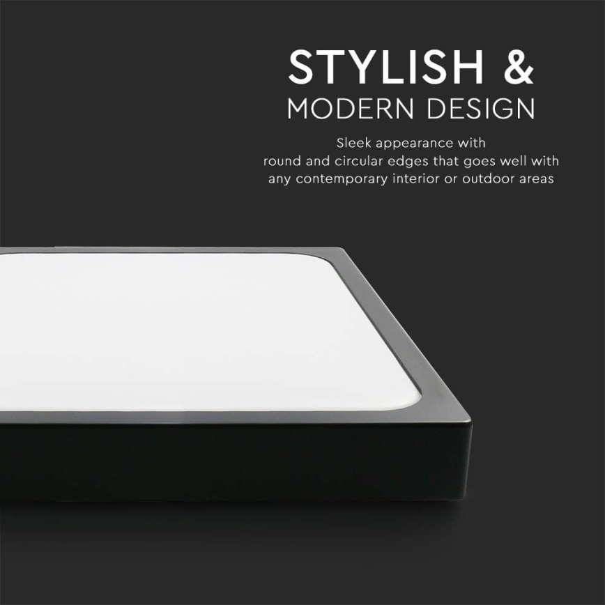 LED Fürdőszobai mennyezeti lámpa LED/18W/230V 6500K IP44 22,5x22,5 cm fekete