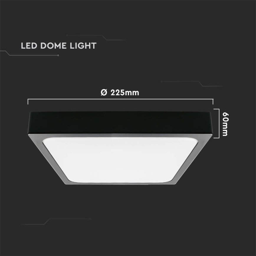 LED Fürdőszobai mennyezeti lámpa LED/18W/230V 6500K IP44 22,5x22,5 cm fekete
