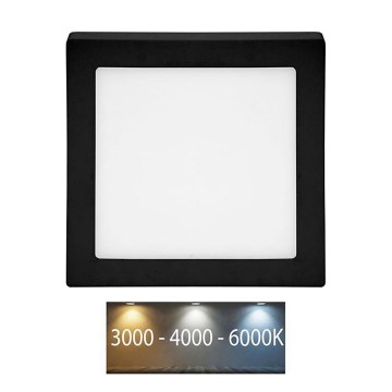 LED Fürdőszobai mennyezeti lámpa RAFA LED/18W/230V 3000/4000/6000K 22x22 cm IP44 fekete