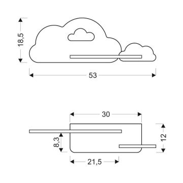 LED Gyerek fali lámpa polccal  CLOUD LED/5W/230V kék