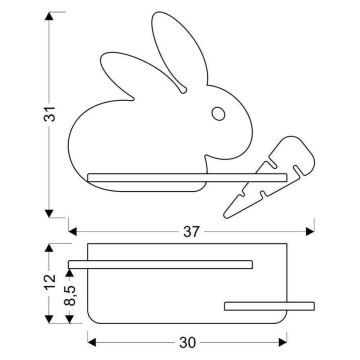 LED gyerek fali lámpa polccal RABBIT LED/4W/230V szürke/fehér/fa