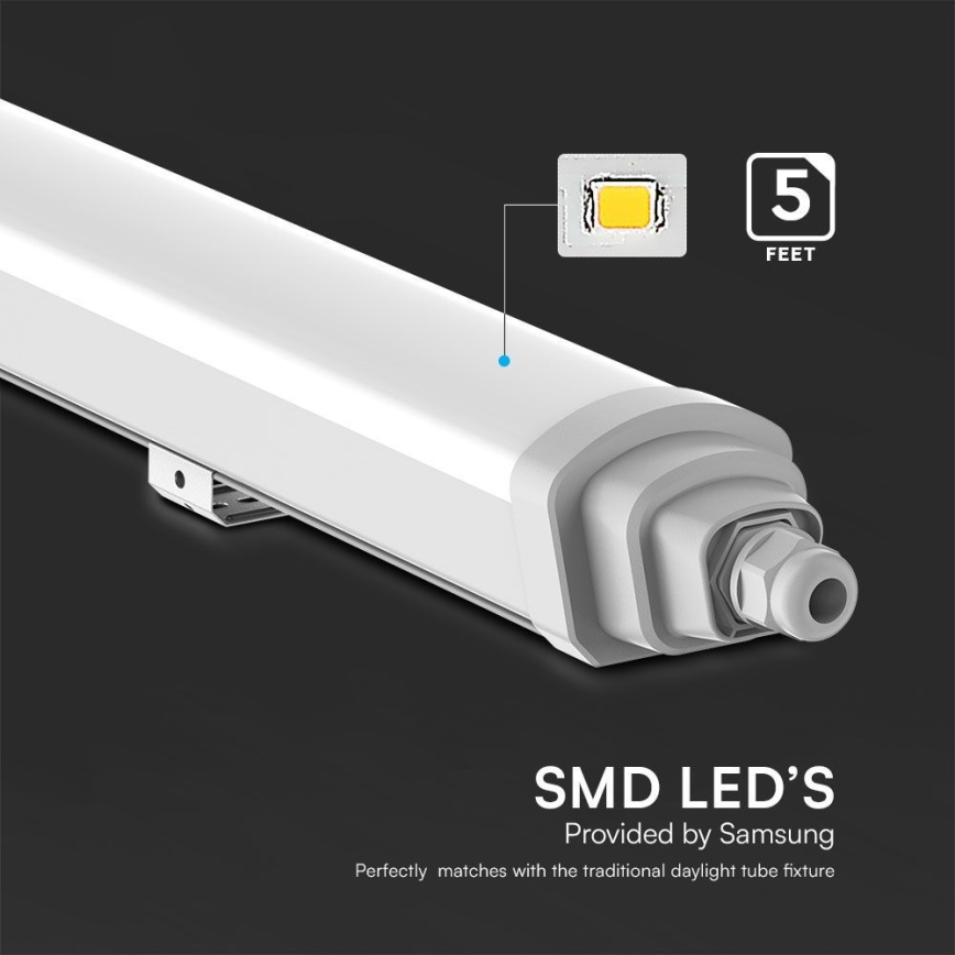 LED ipari fénycsöves világítás SAMSUNG CHIP LED/48W/230V 4000K IP65 150 cm
