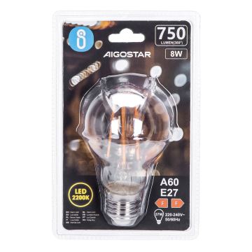 LED Izzó A60 E27/8W/230V 2200K - Aigostar