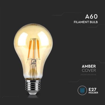 LED Izzó FILAMENT AMBER A67 E27/10W/230V 2200K