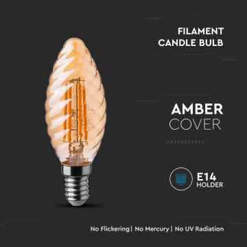 LED Izzó FILAMENT AMBER E14/4W/230V 2200K