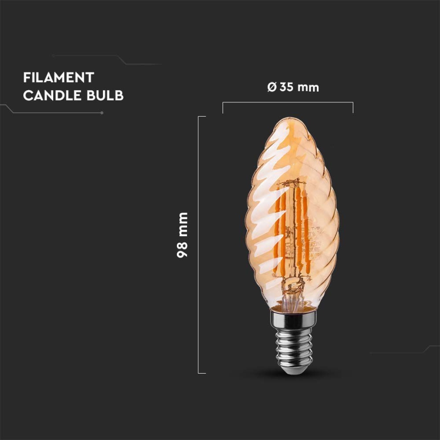 LED Izzó FILAMENT AMBER E14/4W/230V 2200K