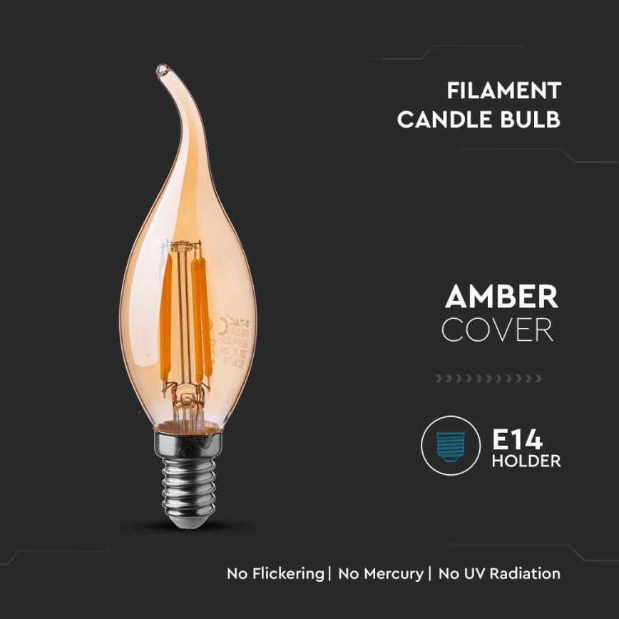 LED Izzó FILAMENT AMBER E14/4W/230V 2200K