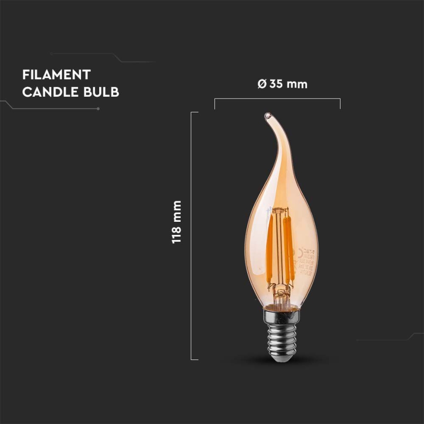 LED Izzó FILAMENT AMBER E14/4W/230V 2200K