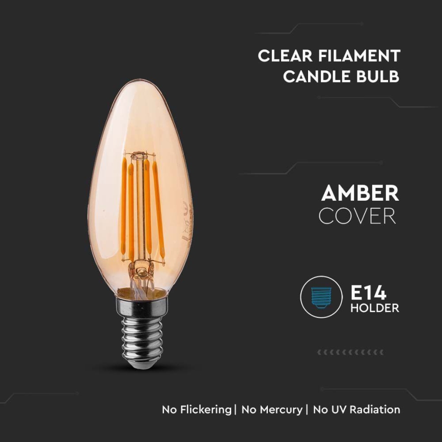 LED Izzó FILAMENT AMBER E14/4W/230V 2200K