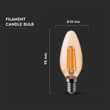 LED Izzó FILAMENT AMBER E14/4W/230V 2200K