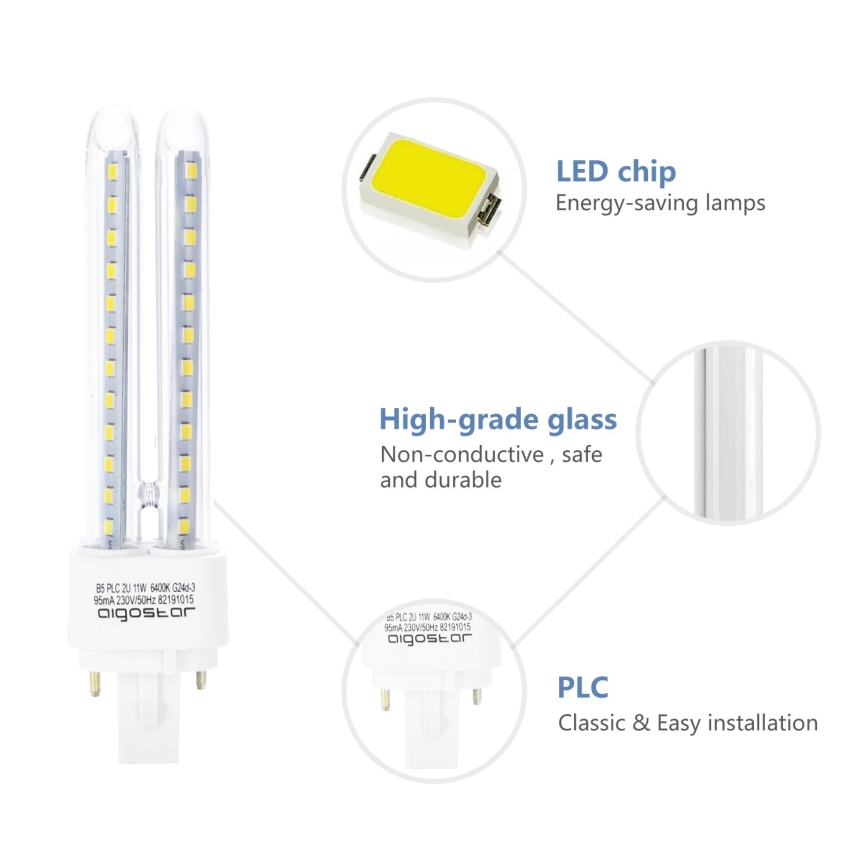 LED Izzó G24D-3/11W/230V 6500K - Aigostar