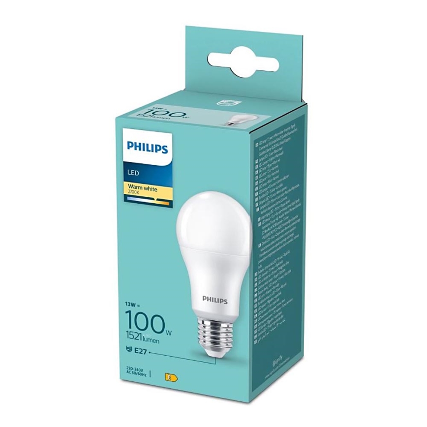 LED Izzó Philips A60 E27/13W/230V 2700K