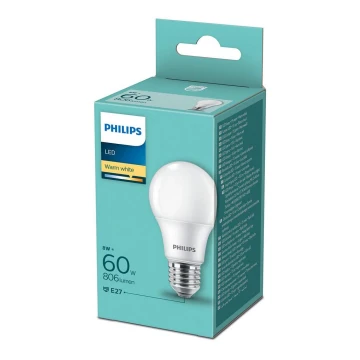 LED Izzó Philips A60 E27/8W/230V 2700K