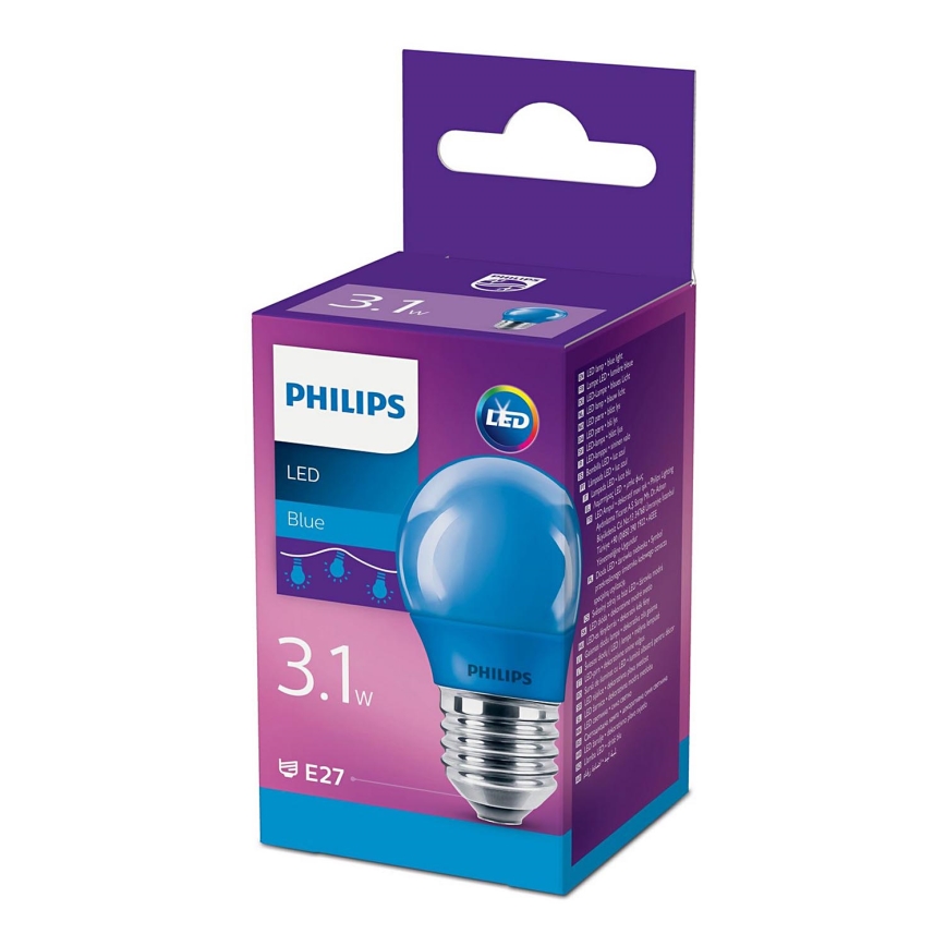 LED Izzó  Philips P45 E27/3,1W/230V kék