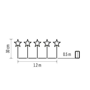 LED Karácsonyi kültéri dekoráció 5xLED/3xAA IP44 csillagok