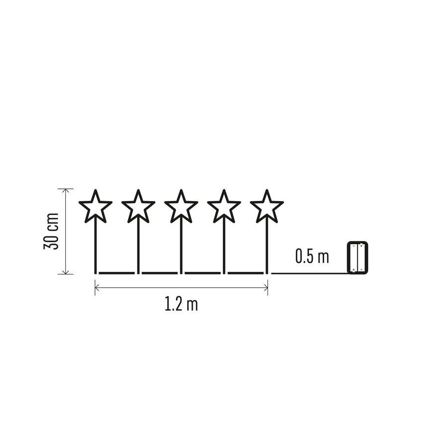 LED Karácsonyi kültéri dekoráció 5xLED/3xAA IP44 csillagok