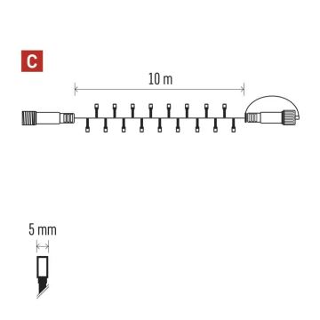 LED Karácsonyi kültéri lánc 100xLED/10m IP44 hideg fehér