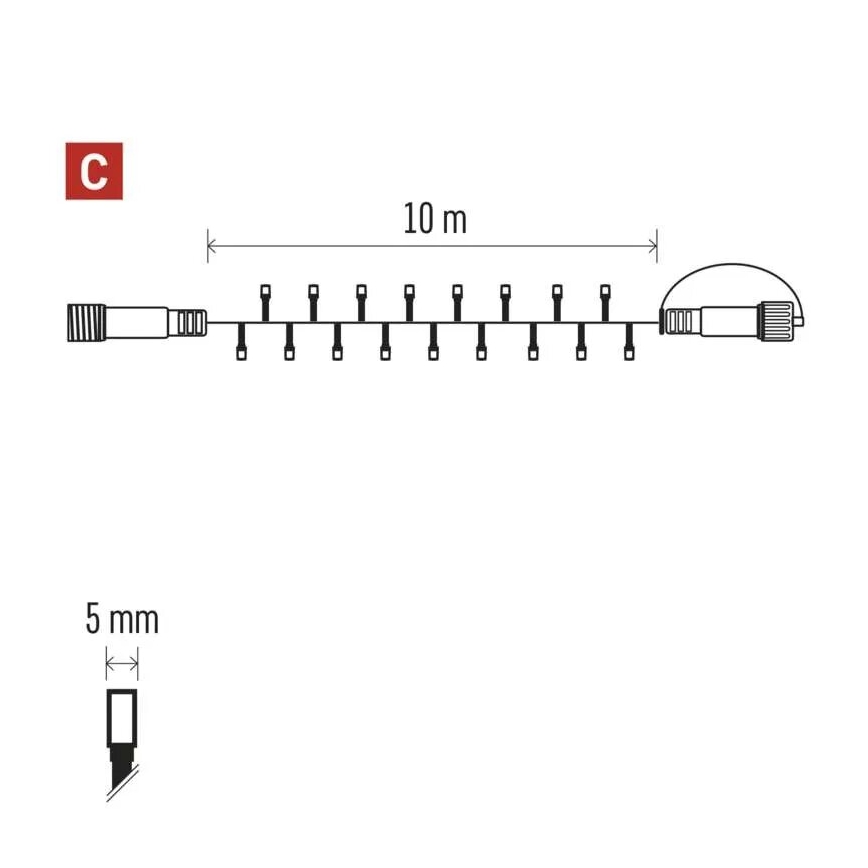 LED Karácsonyi kültéri lánc 100xLED/10m IP44 hideg fehér