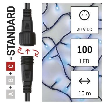 LED Karácsonyi kültéri lánc 100xLED/10m IP44 kék