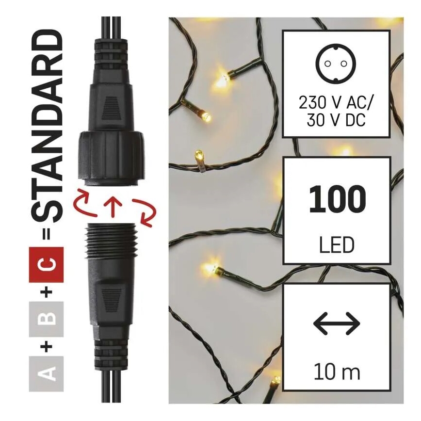 LED Karácsonyi kültéri lánc 100xLED/10m IP44 meleg fehér